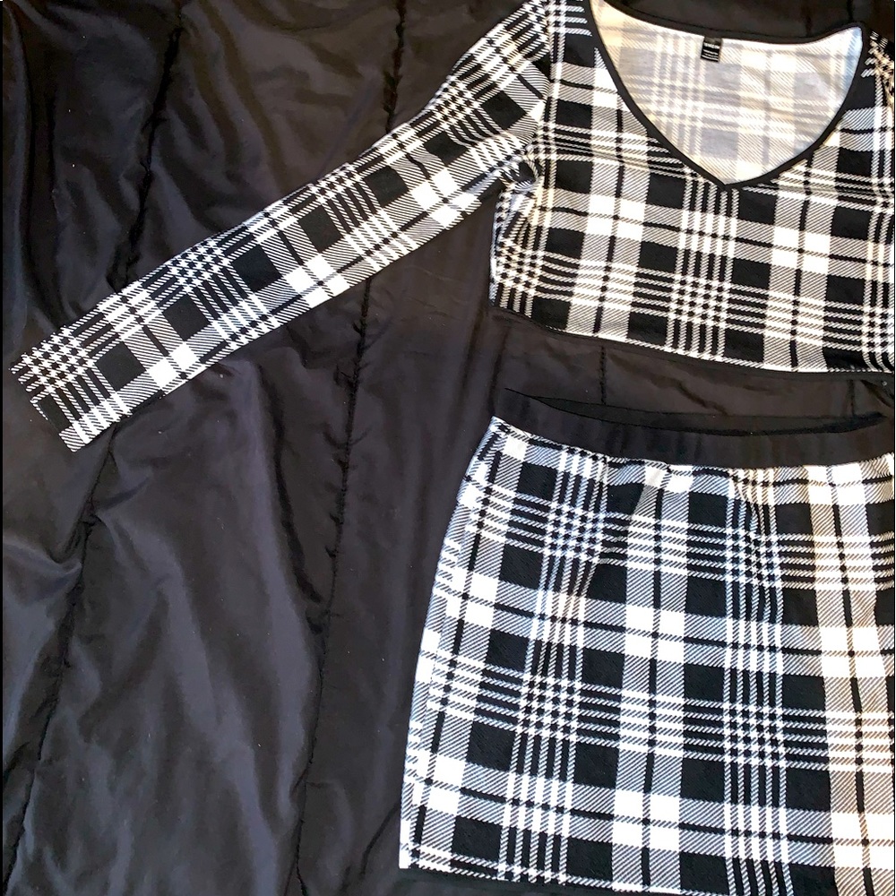 White and Black two piece outfit